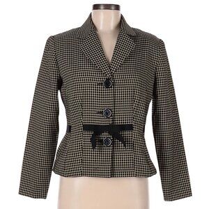 Vintage Sweet Suit Blazer Black Tan Checkered Bow
